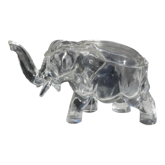 Elephant Shaped Decorative Clear Jar Vintage 30s For Sale