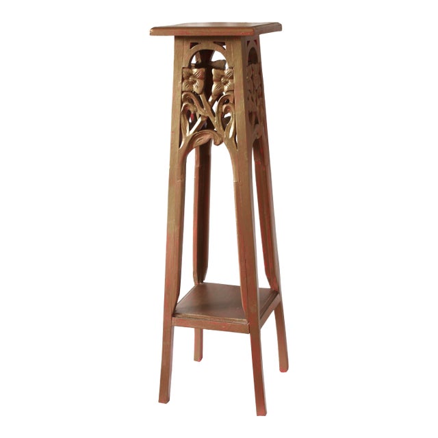 Art Nouveau Gold Carved Wood Plant Stand From the Early 1900s For Sale
