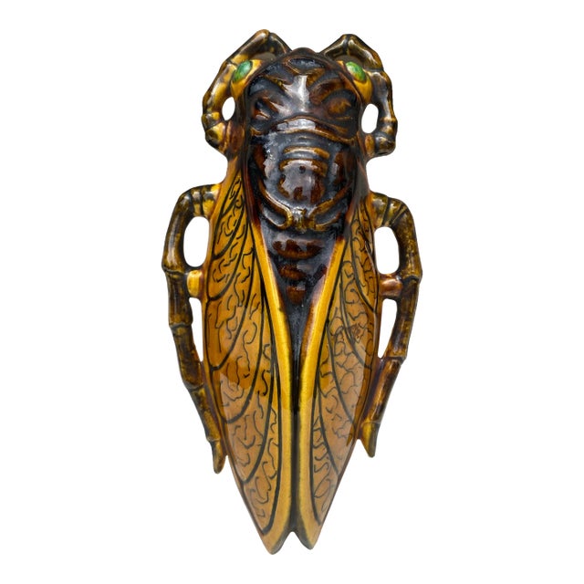 Mid-Century French Majolica Cicada Applique For Sale
