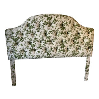 Ballard Designs Green Toile Tufted Full Headboard For Sale