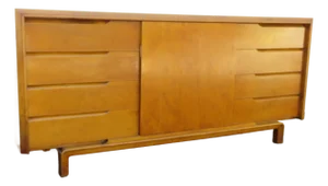 Edmond Spence Swedish Danish Modern Long Birch 9 Drawers Credenza Dresser 6145