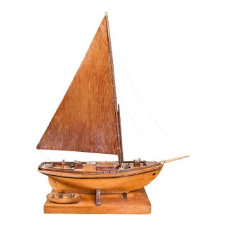 20th Century American Folk Art Carved Wood Sailboat For Sale
