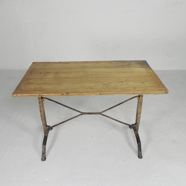 Art Deco Bistro Table with Oak Top on Cast Iron Table, 1930s For Sale - Image 6 of 18