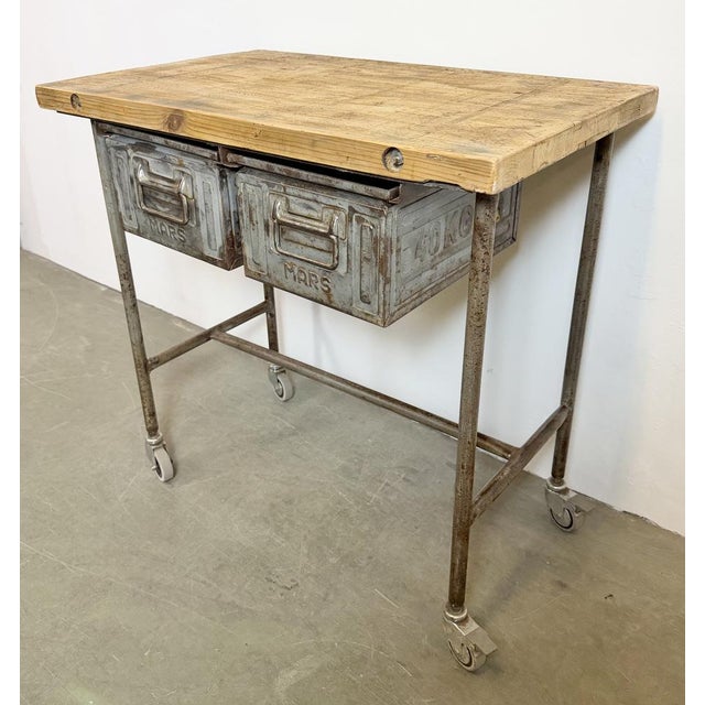 Vintage Industrial Worktable on Wheels, 1960s For Sale - Image 10 of 18