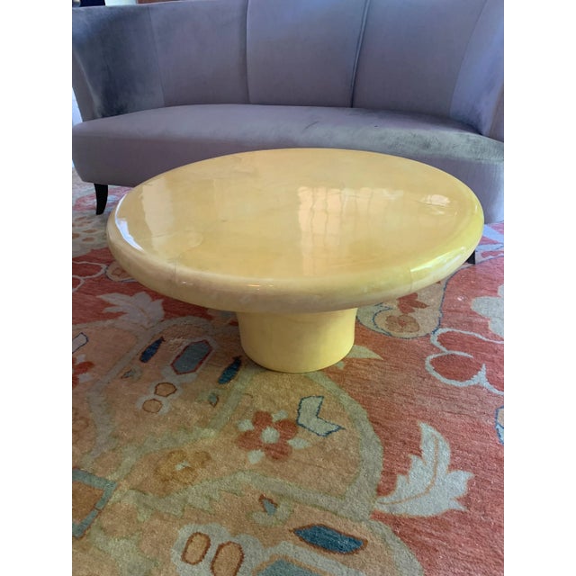 1980s Karl Springer Lacquered Goatskin Mushroom Cocktail Coffee Table For Sale - Image 10 of 12
