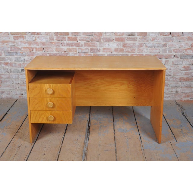 1960s Mid-Century Writing Desk in Oak Veneer, Czech, 1960s For Sale - Image 5 of 10