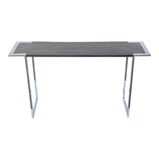 1970s Vintage Chrome and Slate Console Table For Sale