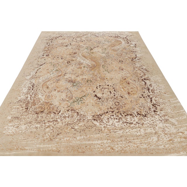 Rug & Kilim Rug & Kilim’s Modern Classics Rug in Beige-Brown With Floral & Abstract Patterns For Sale - Image 4 of 8