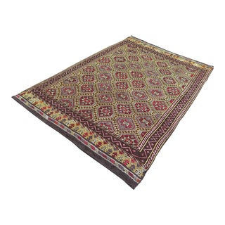 Mid 20th Century Vintage Turkish Handmade Kilim Embroidery Boho Area Rugs For Sale