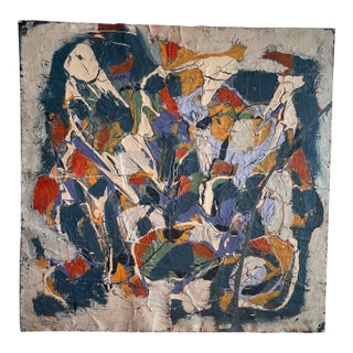 Mid Century Modern Style John Frates , Monumental Abstract Expressionist Painting - Two Figures in a Landscape For Sale
