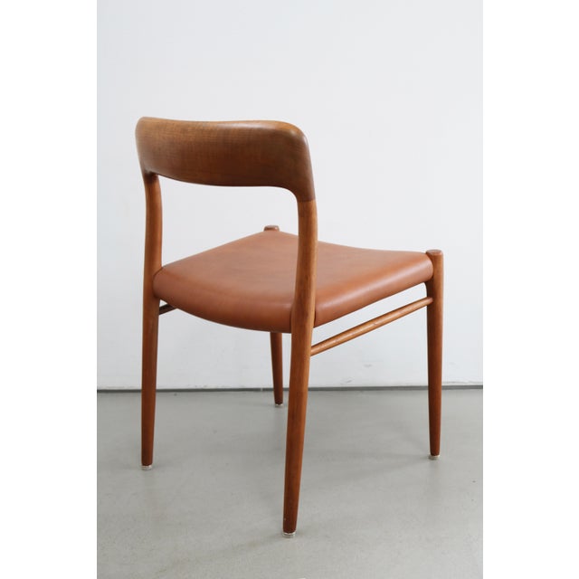 Mid-Century Modern Danish Modern Teak & Skai Model 75 Dining Chair by Niels Otto (N. O.) Møller for J.L. Møllers, 1960s For Sale - Image 3 of 10