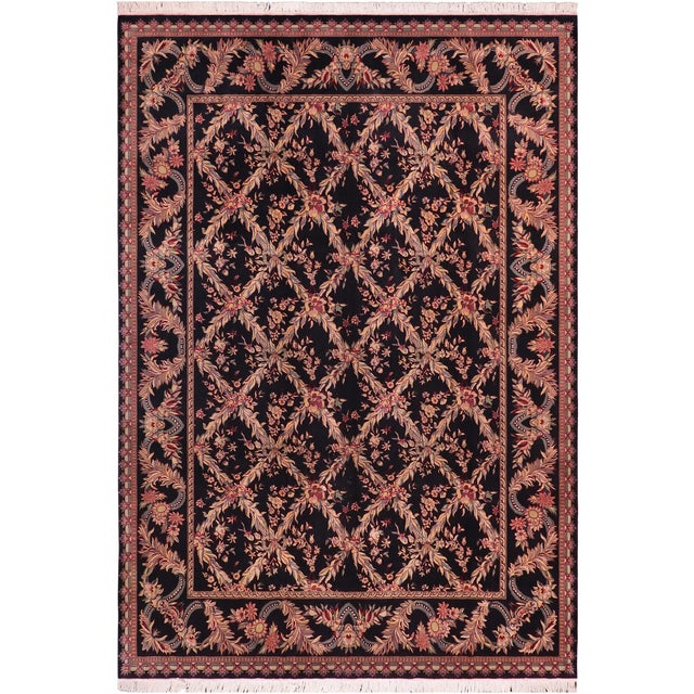 Art Nouveau Basan Pak-Persian Black/Black Wool Rug - 9'2'' X 12'3'' For Sale - Image 9 of 9