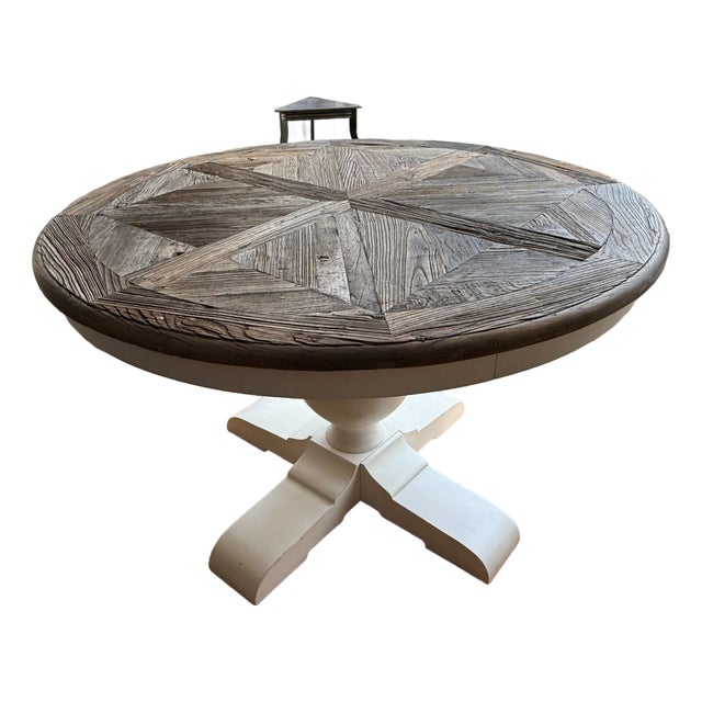 Round Rh Baroque Parquet Dining Table For Sale