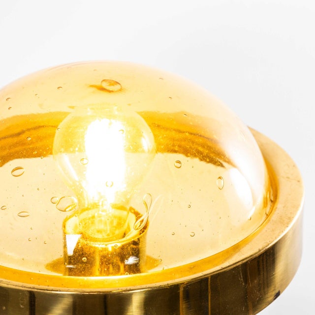 Brass and Amber Glass Table Lamp, 1960s For Sale - Image 4 of 9