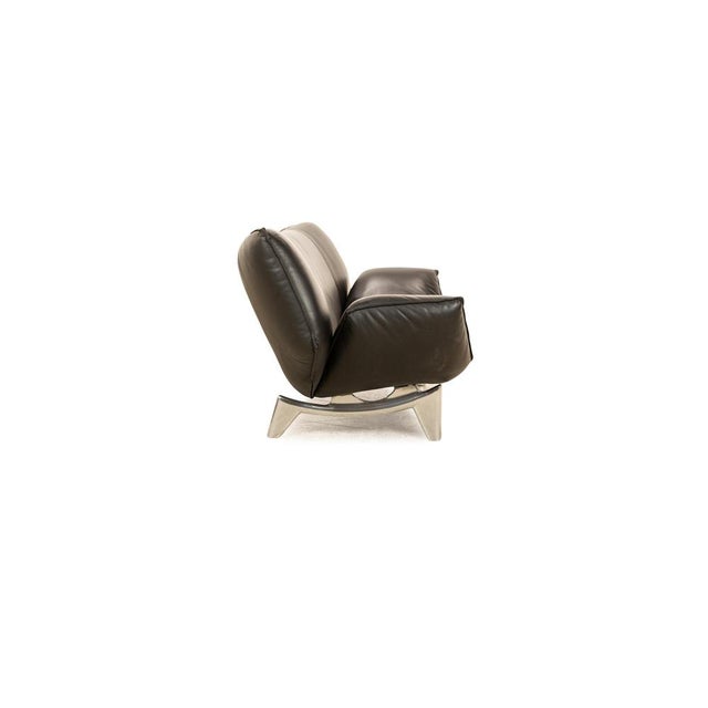 Animal Skin Tango Leather Two Seater Black Sofa from Leolux For Sale - Image 7 of 10
