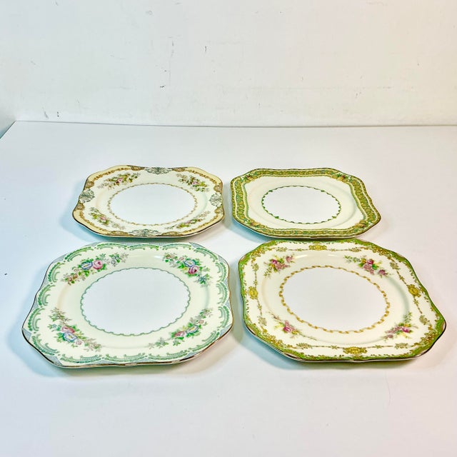 1950s Vintage Boho Chic Japanese Eclectic Victorian China Luncheon Plates - Set of 4, Meito China For Sale - Image 10 of 11