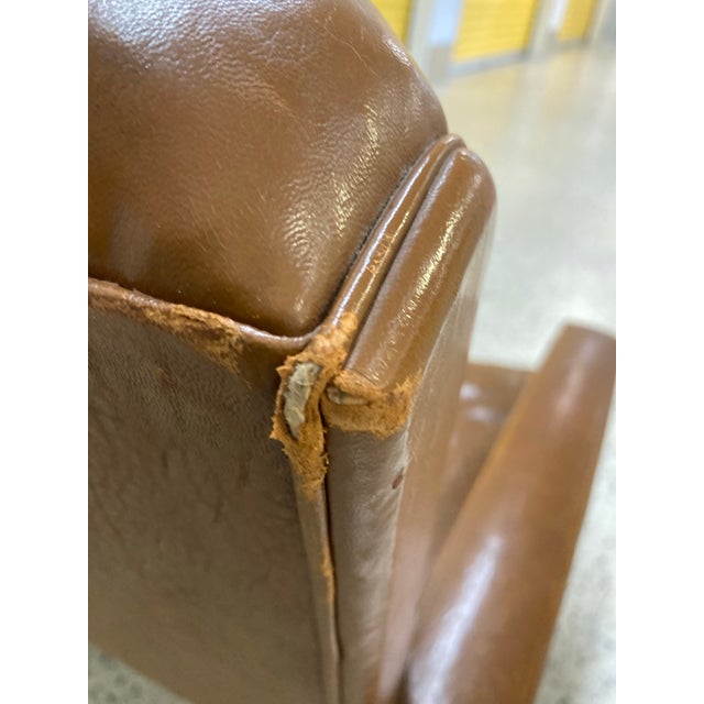 Mid-20th Century Art Deco Transitional Modern Italian Loveseat in Distressed Cigar Leather in the Manner of Carlo Di Carli For Sale - Image 10 of 12