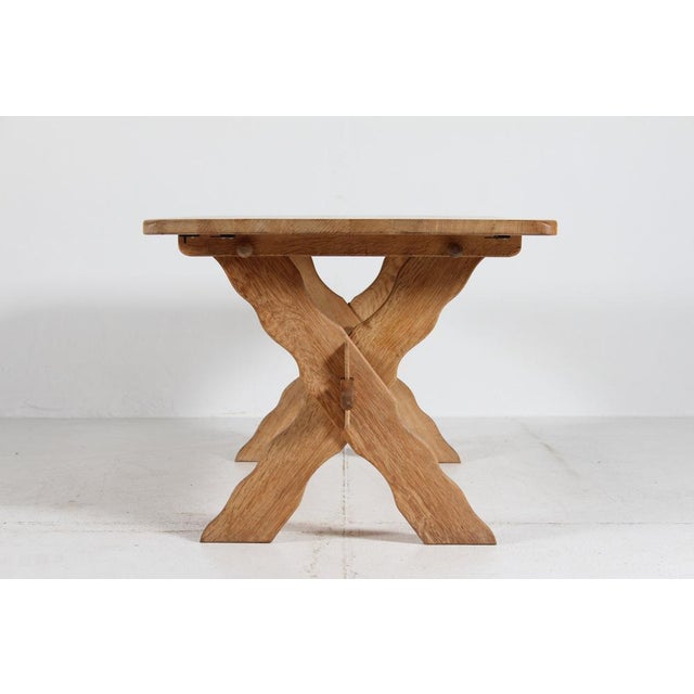 1970s Oak Cross Leg Plank Table in the style of Henning Kjærnulf for Axel Einar Hjorth, 1970s For Sale - Image 5 of 11