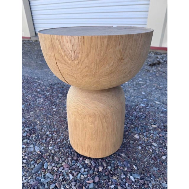 Modern Solid White Oak Turned Side Table For Sale - Image 3 of 4