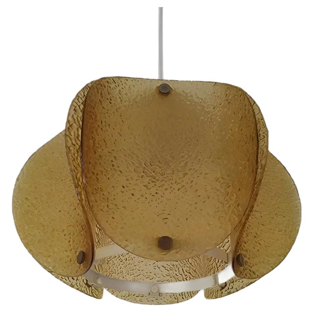 German Glass Pendant Lamp, 1970s For Sale