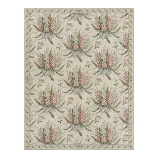 Rug & Kilim’s Tudor Style Rug in White and Cream With Floral Patterns For Sale
