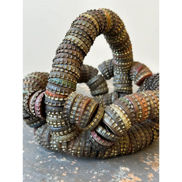 1940s Vintage Folk Art Bottle Cap Sculptural Basket, Circa 1930s/40s For Sale - Image 5 of 12