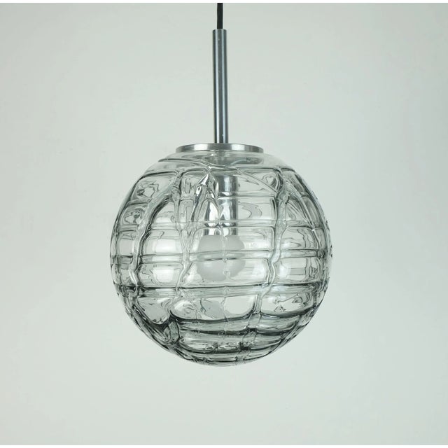 Mid-Century Pendant Lamp in Clear and Smoke Grey Glass and Metal from Doria-Leuchten, 1960s-1970s For Sale - Image 11 of 11