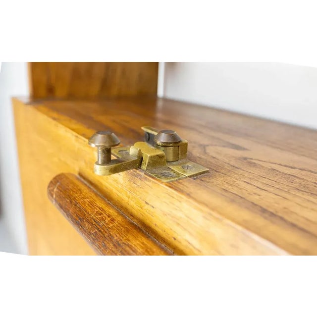 Mid-Century French Oak Bookcase with Folding Desk, 1940s For Sale - Image 9 of 15