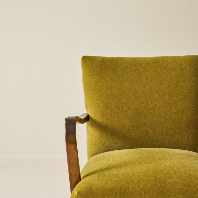 Wood Scandinavian Art Deco Walnut Chair With Mohair Upholstery, 1940's. For Sale - Image 7 of 10