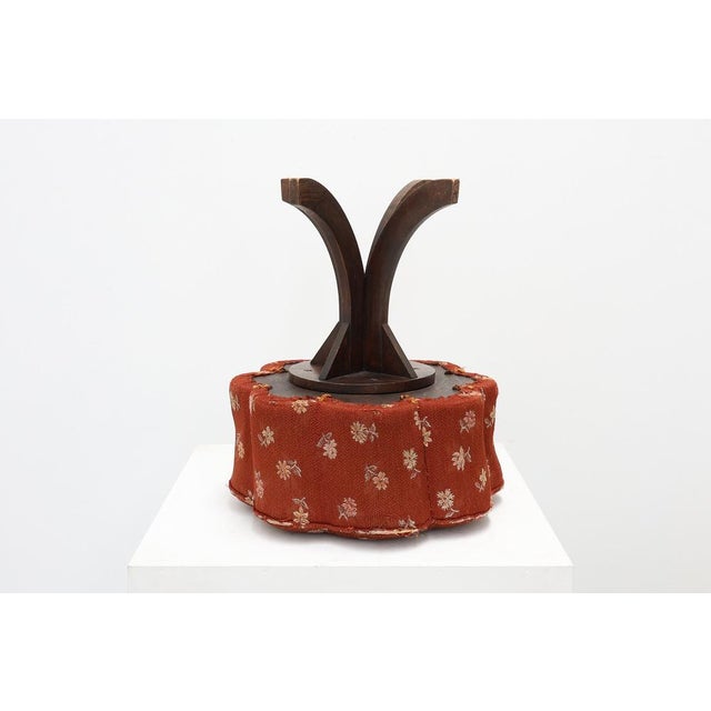 Art Deco Stool with Curved Legs and Flower Form Seat with Upholstery, France, 1920s For Sale - Image 10 of 11
