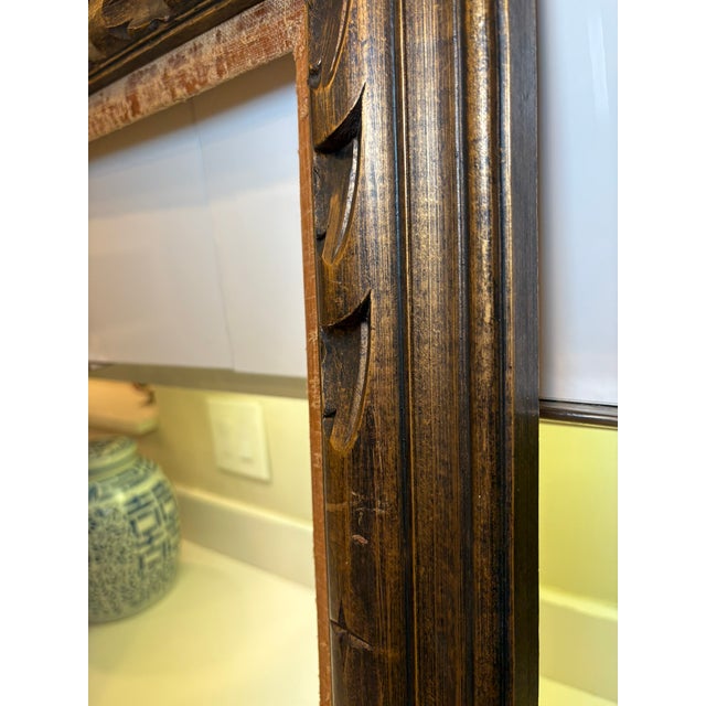 Wood Vintage Carved Wood Picture Frame With Linen Liner For Sale - Image 7 of 18