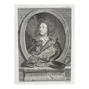 Antique Engraving of French Artist Charles De La Fosse