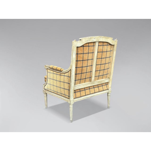 19th Century Louis XVI Painted Bergere Armchair, 1880s For Sale - Image 4 of 7