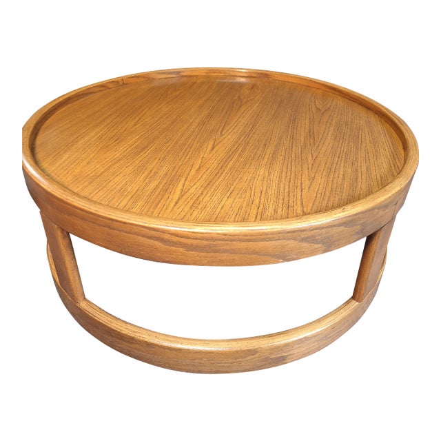 Vintage 1970s Post Modern Solid Oak Coffee Table For Sale