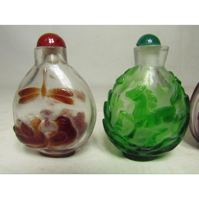 Glass Set of Five Chinese Glass Snuff Bottles For Sale - Image 7 of 10