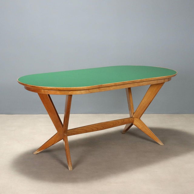 Green Vintage Table with Elliptical Top, 1960s For Sale - Image 8 of 8