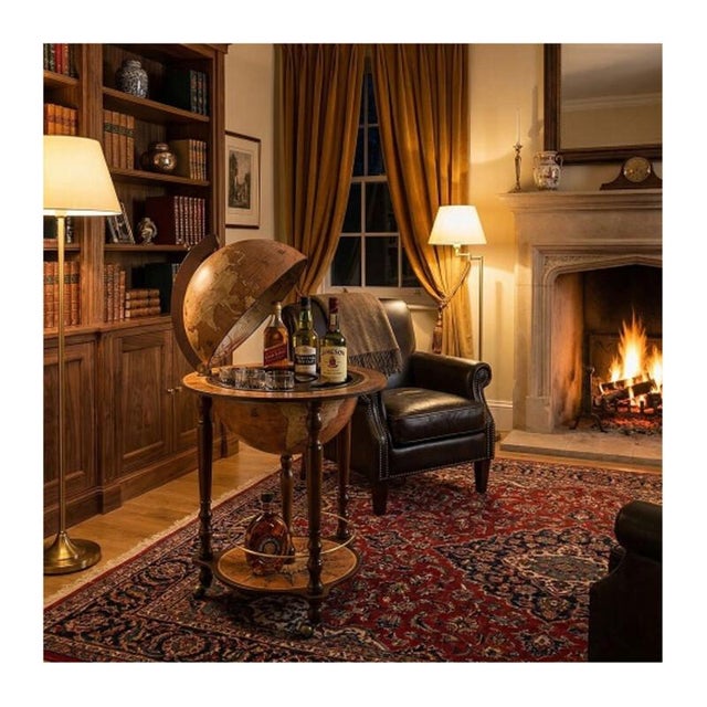 Contemporary Da Vinci Rust Bar Globe by Zoffoli Mappamondi For Sale - Image 3 of 8