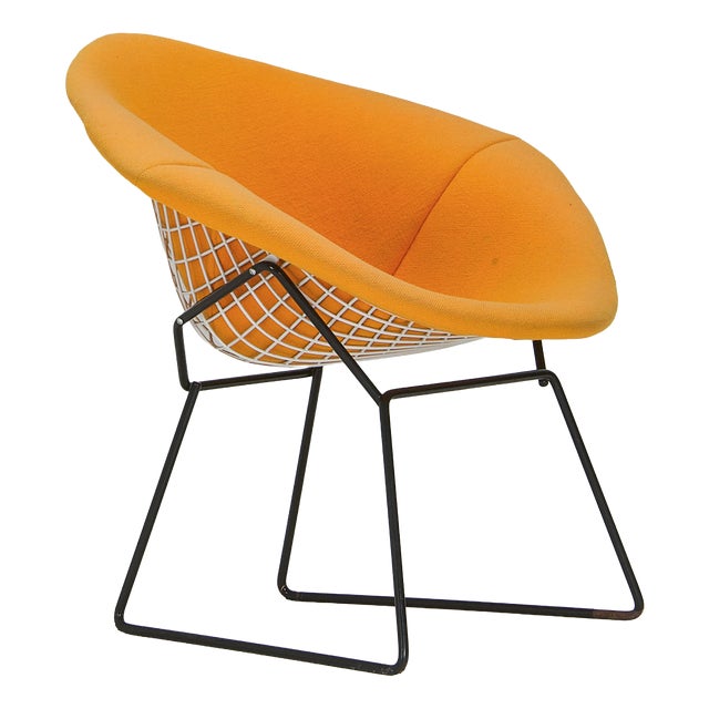 Diamond Chair in Yellow Upholstery by Harry Bertoia for Knoll International, 1950s For Sale
