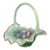 Vintage Fenton Green Opalescent Carnival Hobnail Glass Basket Ruffled Iridescent 10" For Sale