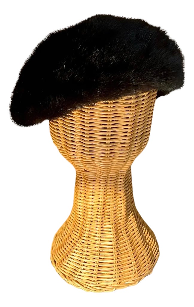 Vintage 1950-1960’s Irene of New York Blonde & Black Mink Fur Hat 50s/60s Vintage Genuine Mink Pillbox Hat – Better Dresses  main image 2