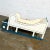 Awesome vintage white toddler sleigh style bed or dog bed with blue trim and nail head design. Beautiful rather rustic...