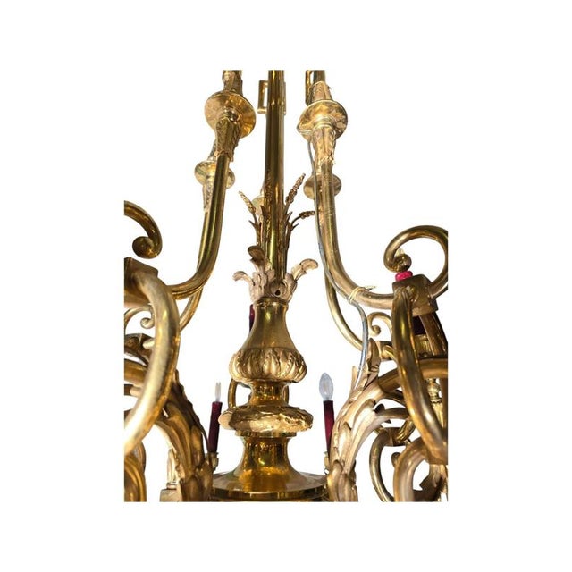 19th-Century French Gilded Bronze Chandelier 16 Lights, 1860s For Sale - Image 12 of 18