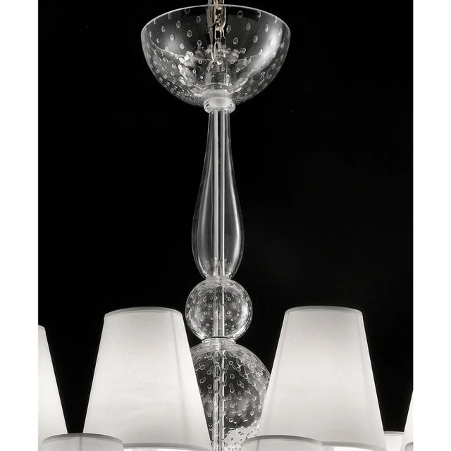 Contemporary luxury italian chandelier in Murano glass. Elegant chandelier in transparent glass made in Murano and chromed...