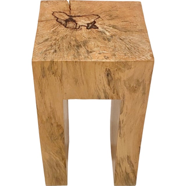 Contemporary Modern Natural Wood Side End Table in Light Blonde For Sale In Washington DC - Image 6 of 12
