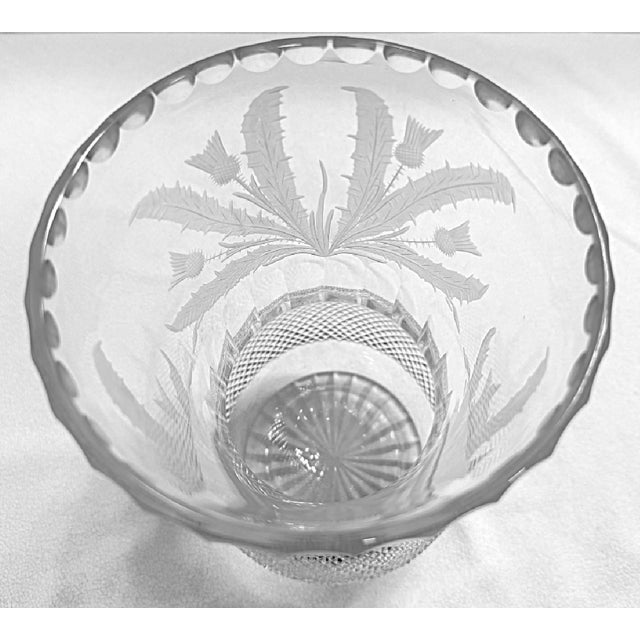 Scottish Edinburgh Crystal 10" Flower Vase in Thistle Cut Pattern For Sale - Image 9 of 17