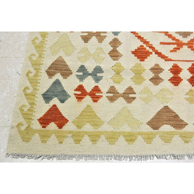 Afghan Maimana Flatweave Kilim Wool Rug, 6'x8'3'' For Sale - Image 4 of 5