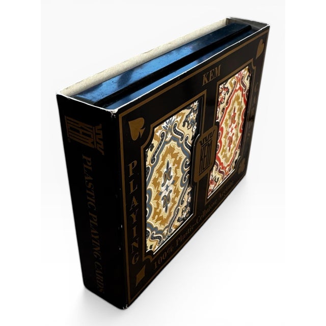 Traditional Kem Paisley Plastic Playing Cards Double Deck With Case For Sale - Image 3 of 8