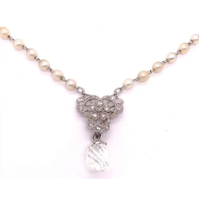 Tiffany and Co. Briolette Diamond Tiffany & Co. Beaded Pearl Necklace With Diamonds For Sale - Image 4 of 12