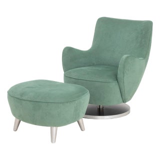 Vladimir Kagan Barrel Swivel Chair and Ottoman For Sale