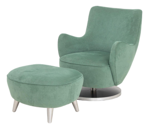 Vladimir Kagan Barrel Swivel Chair and Ottoman